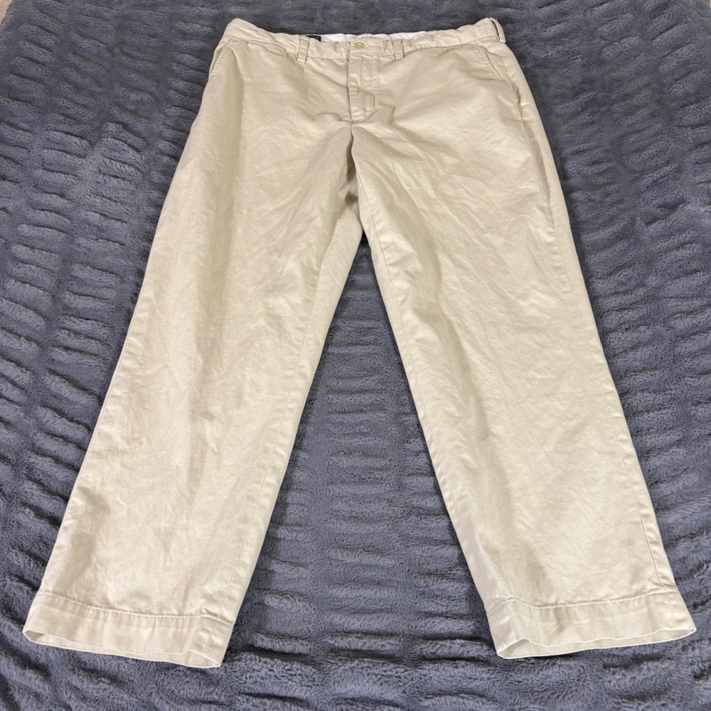 Polo Ralph Lauren Preston Pant Mens 38x30 Khaki Tan Cotton Chino Trousers AR719